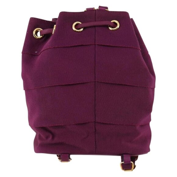 Salvatore Ferragamo Chain Backpack Canvas Purple Gold Auth gh681 main image 9